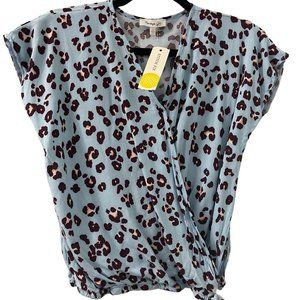 Stitch Fix Persaya Girl Shirt Large Wrap Light Blue Animal Print. NWT